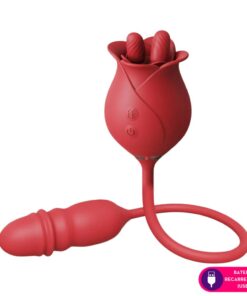 Vibrador FORMATO de ROSA com VAI E VEM E dedinhos mágicos 10 intensidades (1912) (v4)