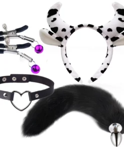 KIT SADO COM TIARA, PLUG, GRAMPOS PARA SEIOS E COLEIRA (408)