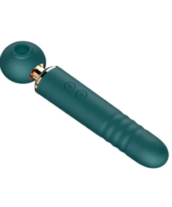 Amanda -Vibrador Varinha mágica 3 em 1 COM PULSAÇÃO E VAI E VEM (1803) verde