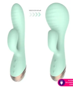 Estevão -Vibrador com estimulo no ponto G e clitóris +função inflável- 10 intensidades (6158) verde