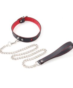 Coleira com Coração (LB3013) Preto com Vermelho