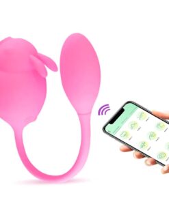 Vibrador formato de coelho com pulsação no clitóris e cápsula vibratória por app de celular (1515)