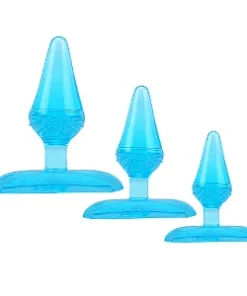 Kit Plug Anal de Silicone Jelly com 3 Tamanhos (LB6106) azul
